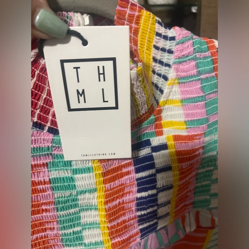 THML Multicolor Geometric Ruffle Top - Picture 4 of 7